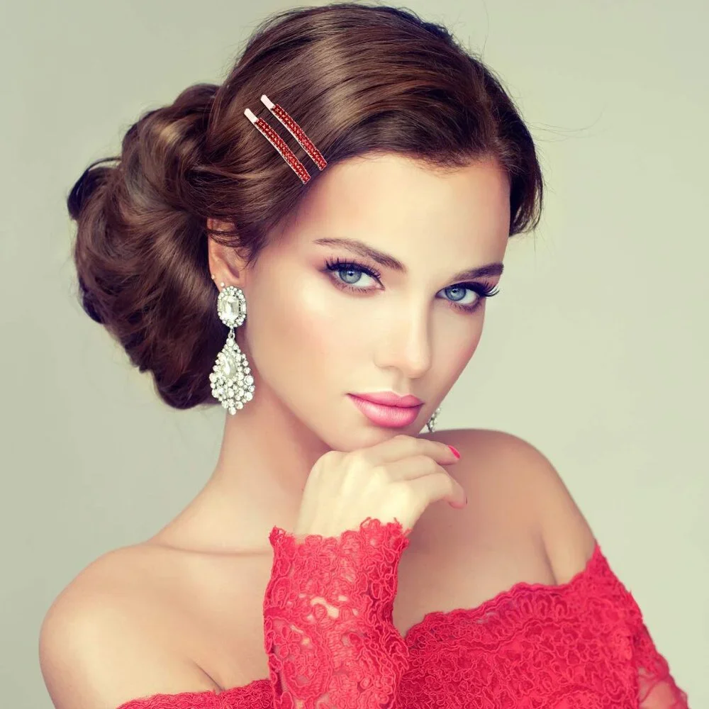 16 Pieces Rhinestone Bobby Pins Double Row Decorative Fancy Hair Clips Hair Barr